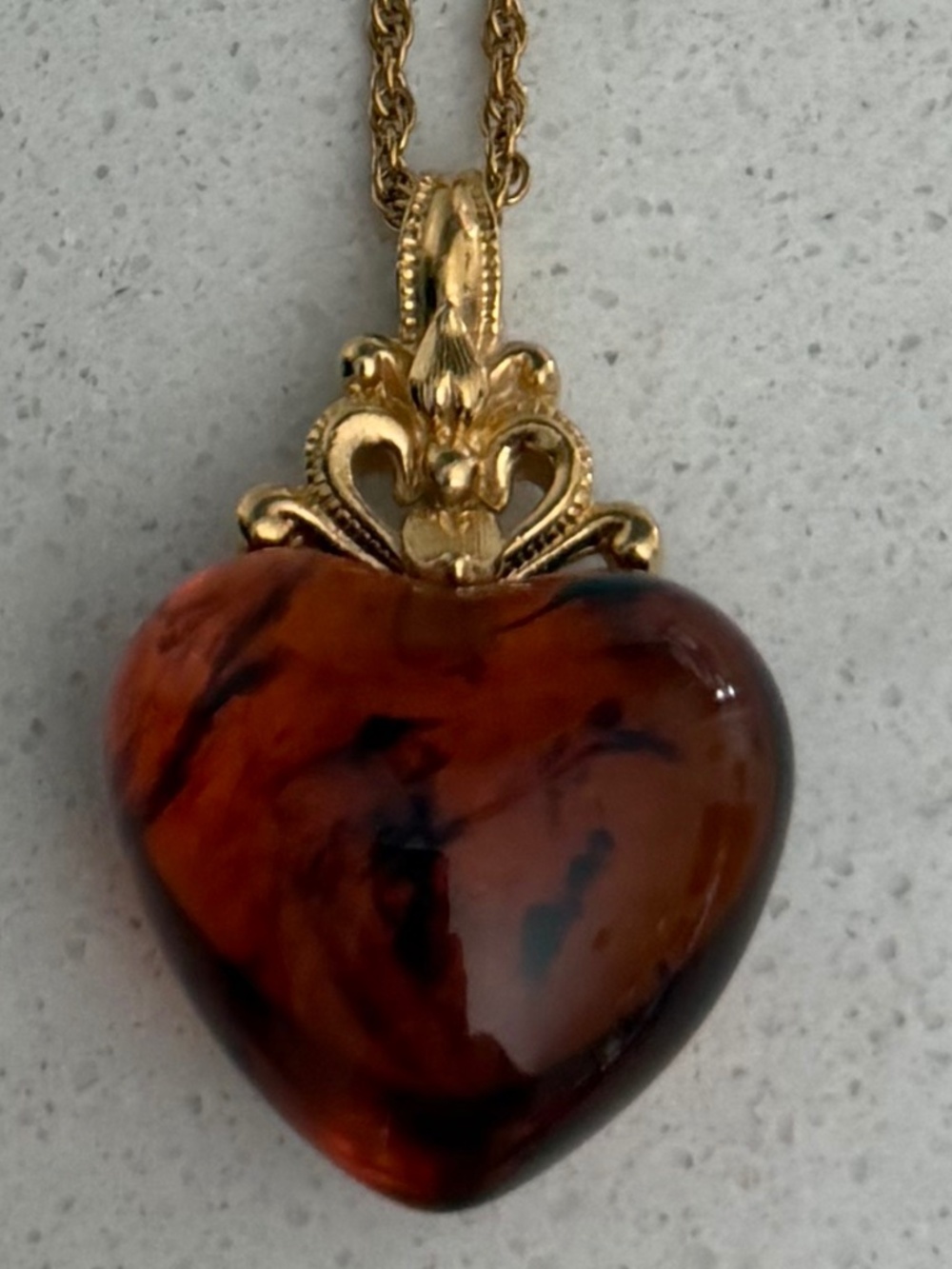 Joan Rivers Gold Tone Necklace with Pendant Amber Heart